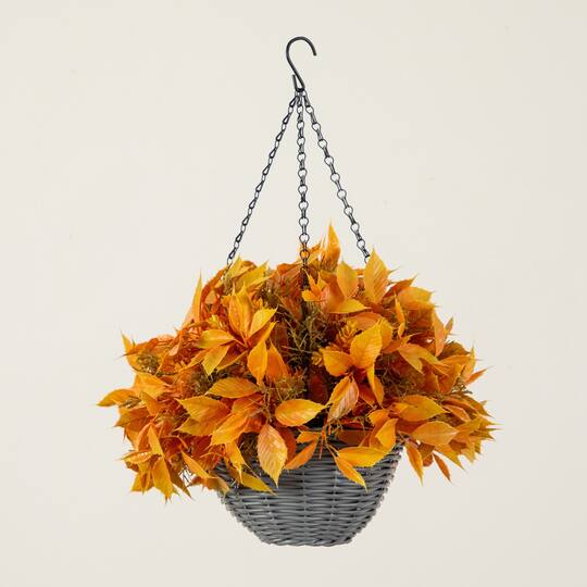 22" UV Resistant Autumn Artificial Fall Foliage Hanging Basket